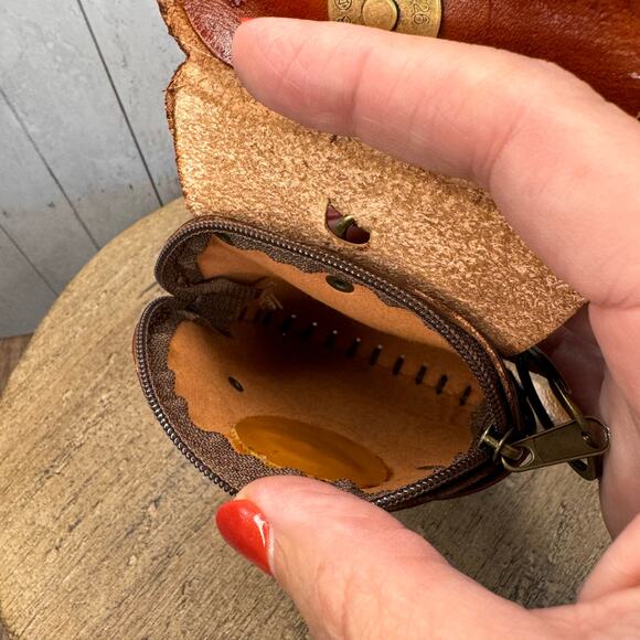 Genuine Leather Owl Wristlet Wallet Leather Coin Purse NEW FAST SHIP - Picture 4 of 8